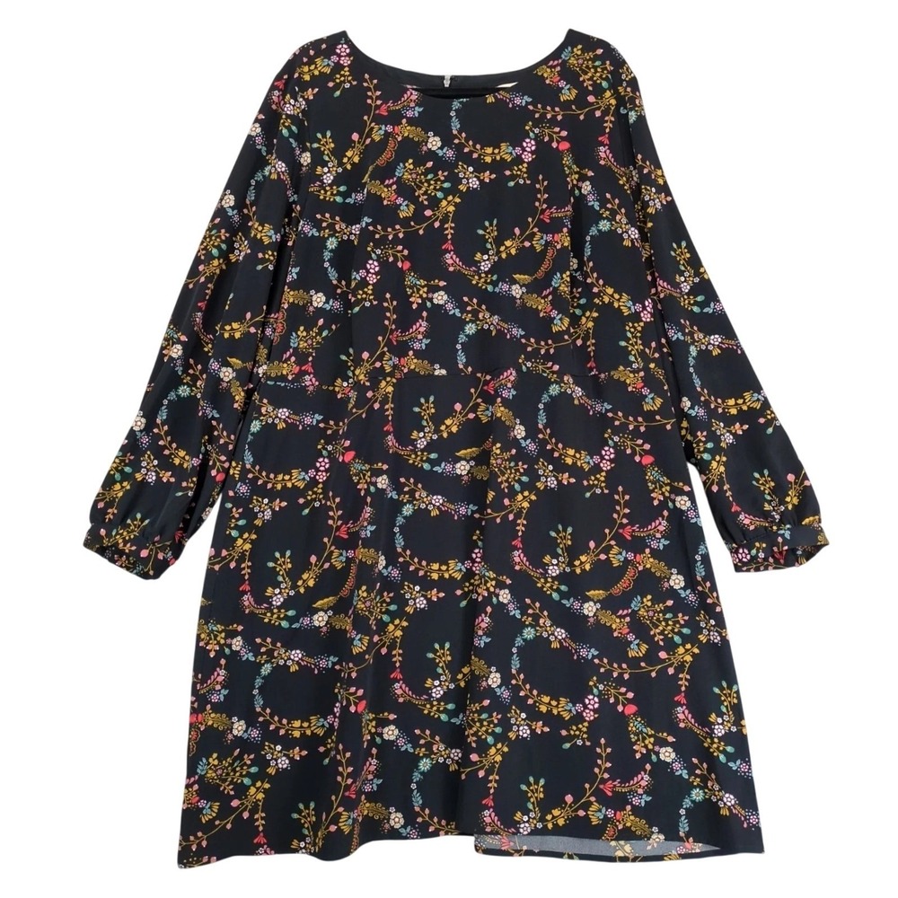 Loft Black Floral Shift Dress Plus Size 20 Knee-Length Cottagecore Whimsigoth